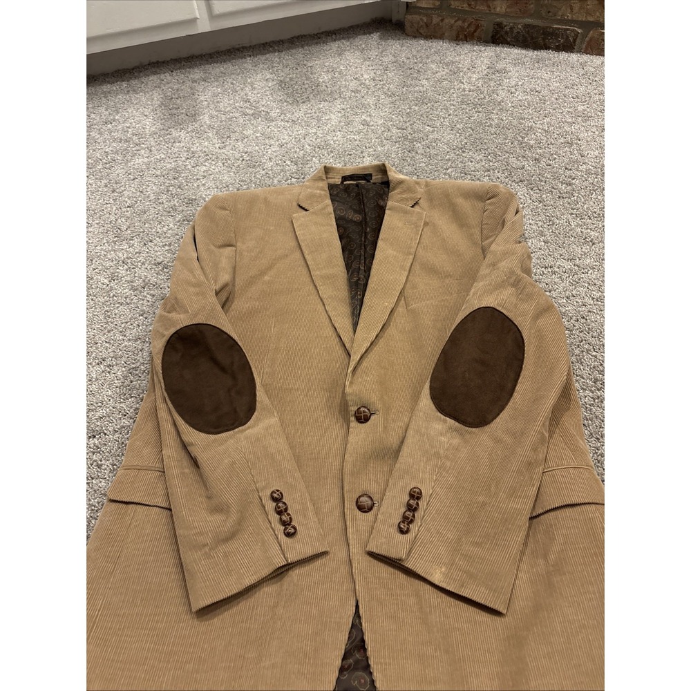 Ralph Lauren Blazer Mens 46L Beige Corduroy Lined Sport Coat Jacket CHAPS Career